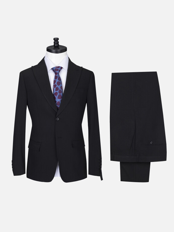 Men's Business Lapel Single Breasted Plain Flap Pockets Blazer Jacket & Pants 2 Piece Set 721185#, Clothing Wholesale Market -LIUHUA, 