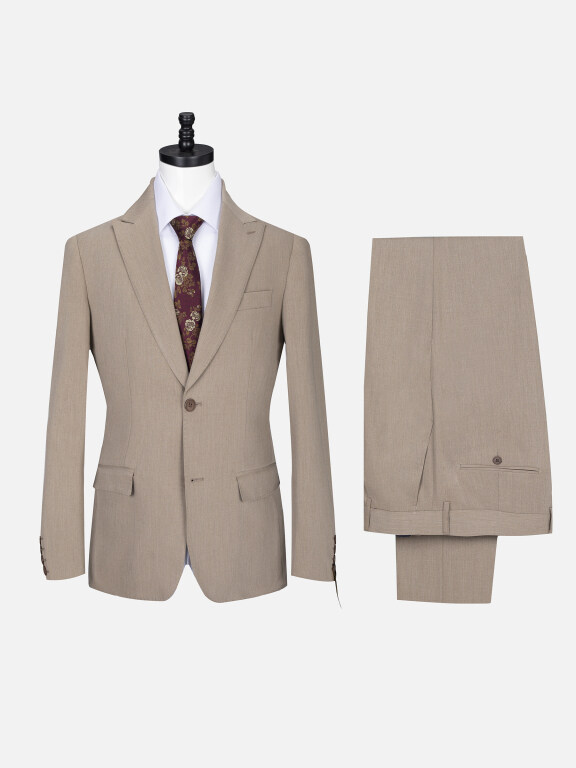 Men's Business Lapel Single Breasted Plain Flap Pockets Blazer Jacket & Pants 2 Piece Set 97098#, Clothing Wholesale Market -LIUHUA, 