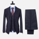 Men's Formal Single Breasted Striped Flap Pockets Lapel Blazer & Vest & Pants 3 Piece Sets D3337# Navy Clothing Wholesale Market -LIUHUA