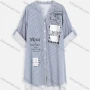 Wholesale Women's Casual Notch Neck Rolled Sleeve Button Down Pattern Striped Shirt Dress preview