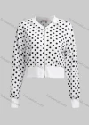 Wholesale Women's Casual Mock Neck Long Sleeve Zip Polka Dot Crop Jacket 6239# - Liuhuamall