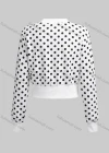 Wholesale Women's Casual Mock Neck Long Sleeve Zip Polka Dot Crop Jacket 6239# - Liuhuamall