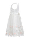 Wholesale Girls Sleeveless Appliques Bow Front Zip Back Sequin Lace Flower Girl Dress - Liuhuamall