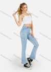 Wholesale Women's Plain High Waist Slant Pocket Flared Leg Casual Jeans - Liuhuamall