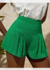 Wholesale Women's Casual Elastic Waist Pleated Plain Shorts AY246# - Liuhuamall
