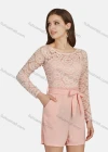 Wholesale Women's Casual Guipure Lace Long Sleeve Top 2-piece Set 28299# - Liuhuamall