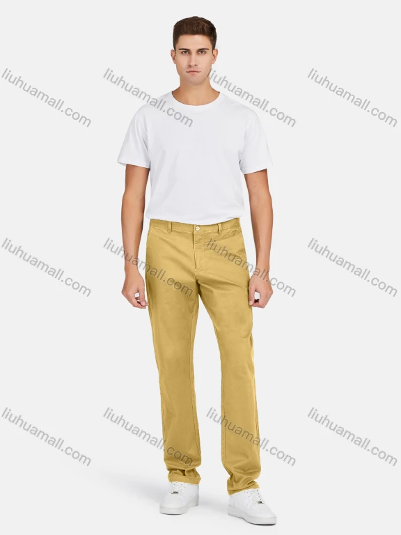 Wholesale Men's Casual Classic Fit Flat Front Straight Leg Pants