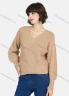 Wholesale Women's Casual Plain V Neck Pearl Decor Long Sleeve Sweater - Liuhuamall