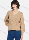 Wholesale Women's Casual Plain V Neck Pearl Decor Long Sleeve Sweater - Liuhuamall