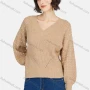 Wholesale Women's Casual Plain V Neck Pearl Decor Long Sleeve Sweater preview