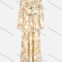 Wholesale Women's Casual Notched Tie Neck Long Sleeve Tie Front Floral Print Maxi Dress With Belt preview