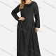 Wholesale Women's Plus Size Casual Round Neck Long Sleeve Denim Maxi Dress Black Clothing Wholesale Market Liuhua