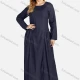 Wholesale Women's Plus Size Casual Round Neck Long Sleeve Denim Maxi Dress Navy Clothing Wholesale Market Liuhua