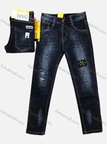 Wholesale Boys Casual Button Pockets Frayed Patched Labelled Plain Jean 05#, LIUHUA CLOTHING WHOLESALE
