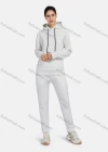 Wholesale Women's Casual Hooded Drawstring Long Sleeve Kangaroo Pocket Plain Hoodies & Pants 2-Piece Set 2220# - Liuhuamall