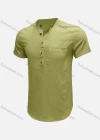 Wholesale Men's Linen Cozy Short Sleeve Patch Pocket Plain Henley Shirt - Liuhuamall
