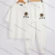Wholesale Men's Casual Graphic Label Round Neck Short Sleeve T-Shirts & Pockets Drawstring Sweatpants 2-Piece Set White Clothing Wholesale Market Liuhua