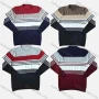 Wholesale Men's Casual Crew Neck Long Sleeve Colorblock Striped Knit Sweaters preview