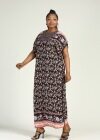 Wholesale Women's Allover Floral Print Embroidery Notched Neck Wrap African Maxi Dress - Liuhuamall