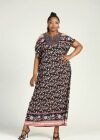 Wholesale Women's Allover Floral Print Embroidery Notched Neck Wrap African Maxi Dress - Liuhuamall