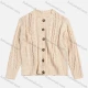 Wholesale Women's Rib-Knit Round Neck Long Sleeve Button Up Hollow Out Comfy Sweater Beige Clothing Wholesale Market Liuhua