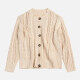 Women's Rib-Knit Round Neck Long Sleeve Button Up Comfy Sweater  Beige Clothing Wholesale Market -LIUHUA