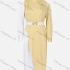 Wholesale Women's Fashion Colorblock Mock Neck Long Sleeve Dress Wtih Belt Yellow Clothing Wholesale Market Liuhua