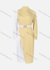Wholesale Women's Fashion Colorblock Mock Neck Long Sleeve Dress Wtih Belt - Liuhuamall
