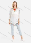 Wholesale Women's Rainbow Tassel Crochet Floral Trim Drop Shoulder Tie Back Cover Up - Liuhuamall