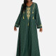 Women's Causal V Neck Long Sleeve Allover Print Muslim Islamic Maxi Dress Green Clothing Wholesale Market -LIUHUA