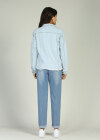 Wholesale Women's Casual Rivet Decor Button Down Flap Pockets Raw Hem Long Sleeve Denim Jacket - Liuhuamall