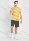Wholesale Men's Casual Striped Print Contrast Collar Short Sleeve Polo Shirt - Liuhuamall