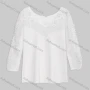 Wholesale Women's Elegant Plain Sweetheart Neck Embroidery Lace Rhinestone Pearl Decor Long Sleeve Blouse KJ52848# preview