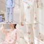 Wholesale Women's Comfy Letter Cartoon Round Neck Long Sleeve Lounge Pajamas With Bra Pad 2 Piece Set 309-9# preview