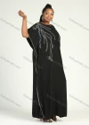 Wholesale Women's African Plus Size Vintage Round Neck Robe Batwing Sleeve Floral Embroidery Plain Kaftan Dress - Liuhuamall