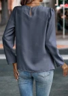 Wholesale Women's Casual Plain Ruched Long Sleeve Blouse - Liuhuamall