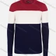 Wholesale Men's Casual Slim Fit Crew Neck Long Sleeve Colorblock Knit Sweater 8311# Red&White&Navy Clothing Wholesale Market Liuhua