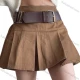 Women's Plain High Waist Pleated Skirts With Belt Copper Guangzhou Clothing Wholesale Market & Suppliers -LIUHUAMALL