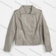 Wholesale Women's Fashion Plain Collared Long Sleeve Zipper Pockets 100%PU Leather Jacket 2663# Gray Clothing Wholesale Market Liuhua