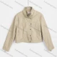 Wholesale Women's Casual Plain Stand Collar Long Sleeve Button Down Patch Pocket Crop 100%PU Leather Jacket 8883# Apricot Clothing Wholesale Market Liuhua