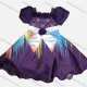 Wholesale Girls Lovely Square Neck Cap Sleeve 3D Floral Rhinestone Appliques Ruched Tiered Ruffle Trim Dress Dark Purple Clothing Wholesale Market Liuhua