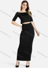 Wholesale Women's Off-Shoulder Neckline Top With Pencil Skirt 2 Piece Set - Liuhuamall