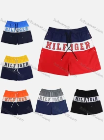 Wholesale Men's Colorblock Letters Drawstring Casual Shorts 42335455#, LIUHUA CLOTHING WHOLESALE