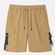 Men's Casual Plain Drawstring Buckle Flap Pockets Elastic Waist Cargo Shorts 3# Chamoisee Clothing Wholesale Market -LIUHUA