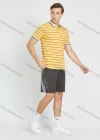 Wholesale Men's Casual Striped Print Contrast Collar Short Sleeve Polo Shirt - Liuhuamall