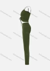 Wholesale Women's Spaghetti Strap Drawstring Plain Cami & High Waist Pants 2-Piece Set - Liuhuamall