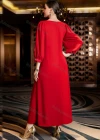 Wholesale Women's Muslim Islamic Plain Sweetheart Neck 3/4 Sleeve Rhinestone Maxi Dress BA3054# - Liuhuamall
