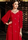 Wholesale Women's Muslim Islamic Plain Sweetheart Neck 3/4 Sleeve Rhinestone Maxi Dress BA3054# - Liuhuamall