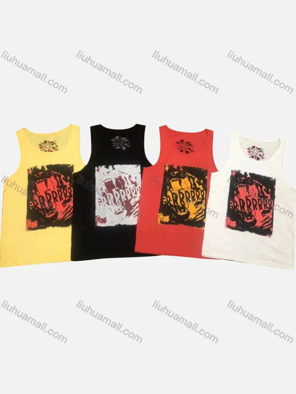 Wholesale Men's Casual Letter Graphic Round Neck Tank Top