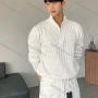 Wholesale Men's Casual Plain Long Sleeve Stand Collar Quarter Zip Texture Cable Knit Sweater preview